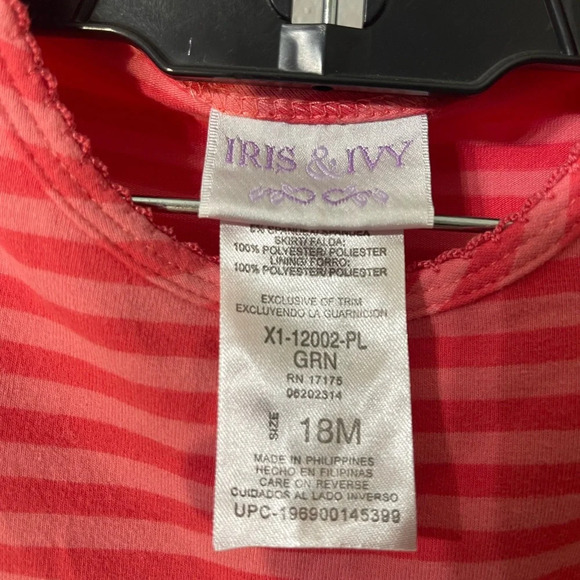 Iris & Ivy Kids' Nutcracker Stripe Long Sleeve Party Dress - Size 18M - Picture 3 of 6